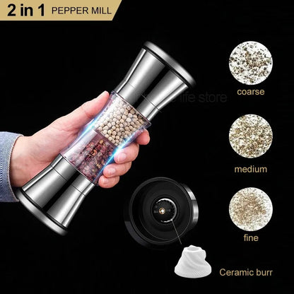 Two-in-one Pepper Grinder Stainless Steel