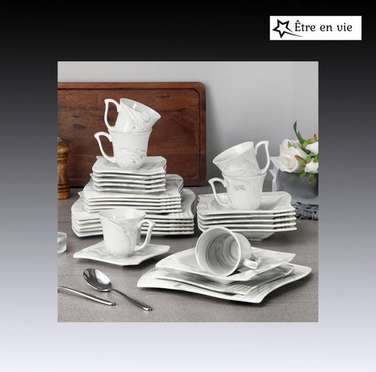 Grey Marble Porcelain Dinnerware Set