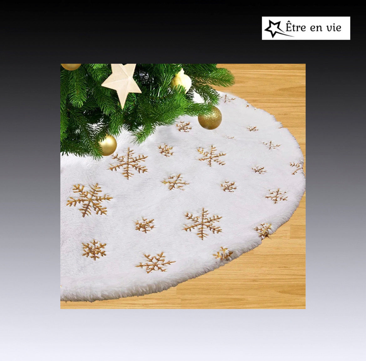 Plush Christmas Tree Skirt White Snowflakes Faux