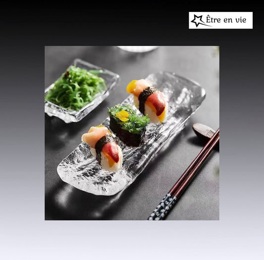 Plato de sashimi de vidrio japonés