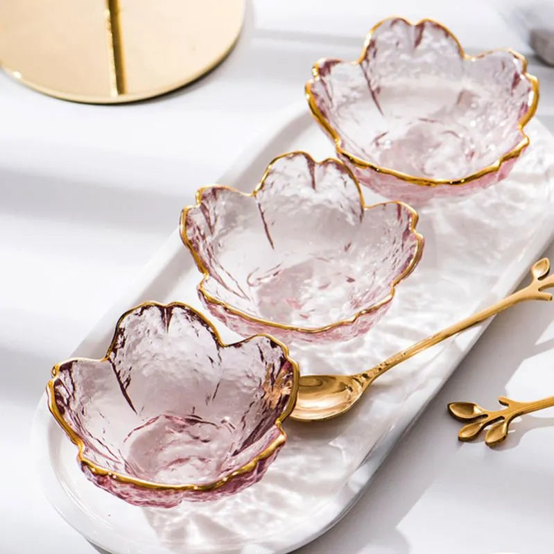 Cherry Blossom dessert Bowls with Golden Border