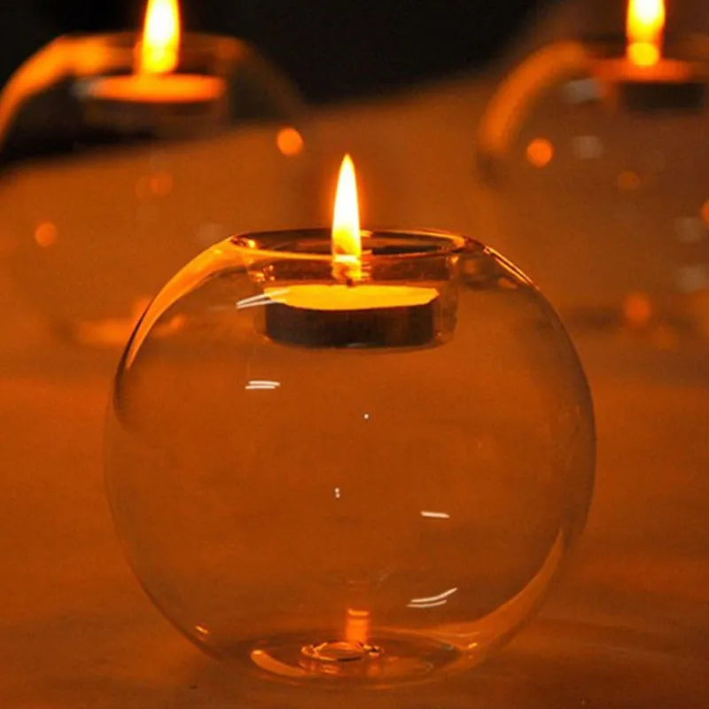 Exquisite Round Hollow Glass Candle