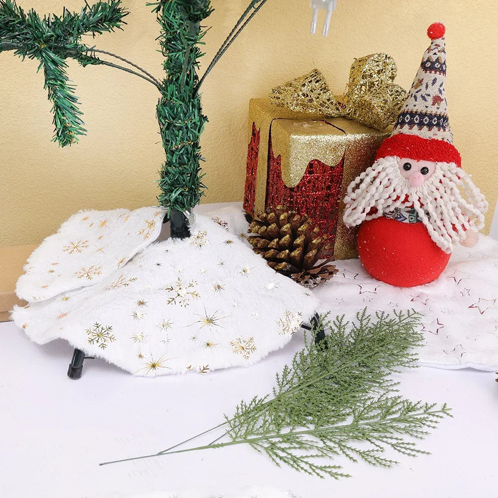 Plush Christmas Tree Skirt White Snowflakes Faux