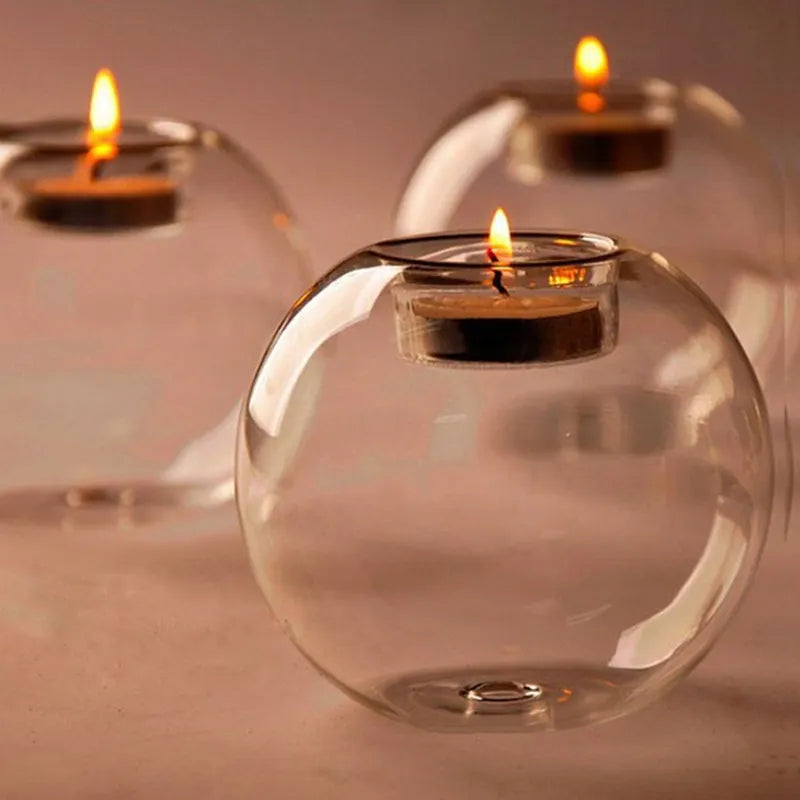 Squisita candela di vetro vuoto rotondo