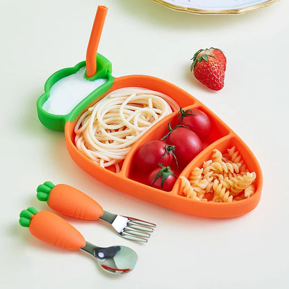 Set di piatti in silicone da 4 pezzi per bambini