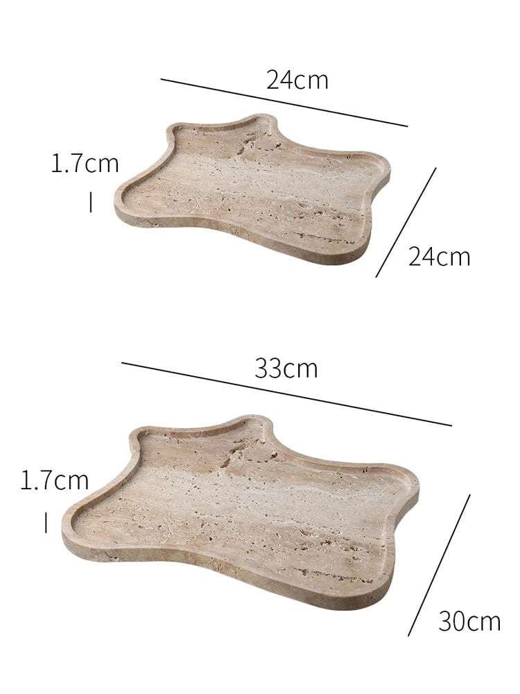Plateau en pierre en marbre en travertin vintage