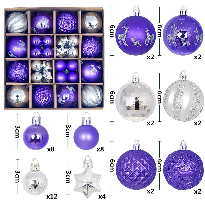 44pcs Baubles de árbol de Navidad